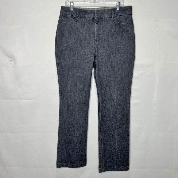 (SOLD)Gloria Vanderbilt Pants sz 12 Gray Trouser Jean Business Casual Stretch - Picture 1 of 9